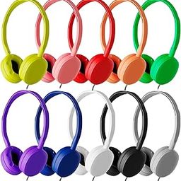 Maeline Wired On-Ear Headphones, 10 Pack Multi Color Stereo Sound Headset Silicone Earpad Cushions for Classroom (K-12 - College) Student Online Learning, Library, Travel, 3.5mm Jack - Bulk Wholesale-image-52
