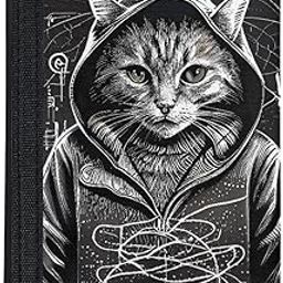 JooMeryer Cool Animal Ball Tri-Fold Wallet for Kid Boy Small Portable Travel Purses Wallet Clutch Purse, Cool Cat with Hat, One Size-image-78