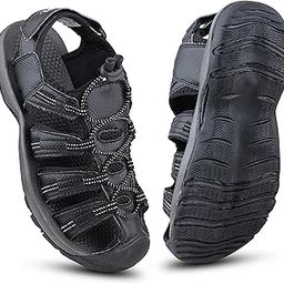 Soldier-14 Men’s Fisherman Sandals – Comfortable, Breathable & Flexible Outdoor Sandals with Protective Toe, Anti-Skid Sole – Stylish Casual Beach & Sports Footwear (Black)-picture-2
