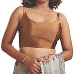 Salwar Studio Copper Taffeta Sleeveless Readymade Blouse- Pack of 1.-image-2