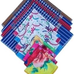 NILAANI Family Pack 100% cotton Premium collection handkerchief for Womens/Ladies/Girls, kids, Gents set of 12-image-68