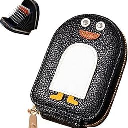 Cute Penguins PU Credit Card Coin Wallet, Creative Cartoon Penguin Card Wallet, Mini Wallet Multi-Slots Credit for Women, Portable Penguin Card Holders (Multicolour, Pack of 1)-21