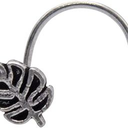 925 Sterling Silver Leaf Shape Oxidised Nose Pin Wire For Women and Girls-21