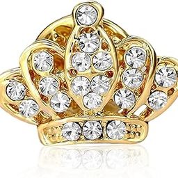 Crown Style Cubic Zirconia Studded Double Chain Pin Brooch Fashion Jewellery for Men-19