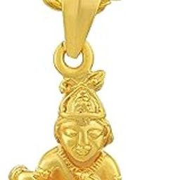 Gold Plated Brass Small and Cute Lord Krishna Makhan Chor Laddu Gopal Child Krishna Religious Pendant Locket Necklace for Men and Women-image-81