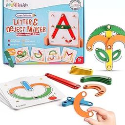 Intelliskills Premium 50 Pcs Wooden Letter & Object Maker Puzzle With Model Cards,ABCD Alphabet Puzzle for Kids,Learning & Educational Stacking Toy,Fun & Activity Toys for 2+ Years Kids,Birthaday Gift-2