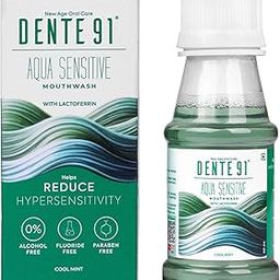 Dente91 Aqua Sensitive Mouthwash, Helps Reduce Sensitivity & Maintains Good Oral Hygiene, Fluoride Free, Paraben Free, Alcohol-free, No Burning Sensation, Cool Mint Flavour, Pack of 1, 60 ml-71