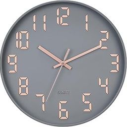 SKYTONE Wall Clock, Clock for Home, 12" Silent Quartz Decorative Latest Wall Clock, Non-Ticking Clock Battery Operated Round Easy to Read for Living Room, Bathroom, Kitchen, Office, School(Grey)-picture-29
