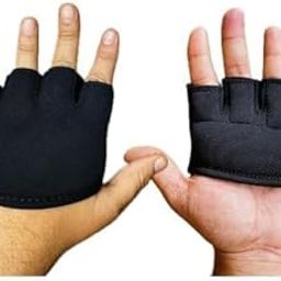 Fingerless Workout Gloves, Black Neoprene Half-Finger Design, Exercise Training Fitness Gym Hand Protection,Cricket Gloves,Wicket-Keeping & Batting Inners-image-48