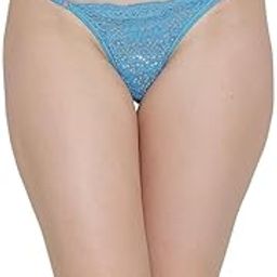 Women Lace Front Adjustable Waist Thong Panty Blue Pack of 1-image-90