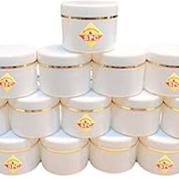 SPC Empty Plastic White Cosmetic Jar Container with Golden Streaks lid for Lip Balms, Body Butters, Cream, Scrub and Other DIY Beauty Products/Concoctions (50 GMS) (Pack of 16 pcs)-45