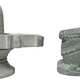 athizay Shivling with Nandi Idol Natural Gorara Stone | Handcrafted Grey Shivling Nandi Set for Shravan, Mahashivratri, Rudra Abhishek Pooja-image-1