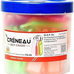 Créneau Store Plastic Keychain & Keyrings with Name Label Key Tags I Multicolor Assorted Keychain with Two Side Id Label and Split Ring for Office, Home Key (Pack of 50)-image-14