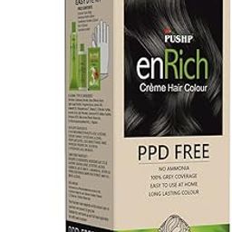 Pushp enRich Creme Hair Color | Ppd Free Hair Color | Ammonia Free Hair Color | Herbal Hair Colour | Global Hair Colour | Hair Color Creme Natural Black-17