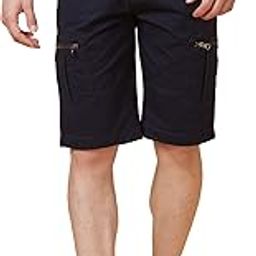Men Navy Blue Regular Fit Stretchable Cargo Short-picture-11