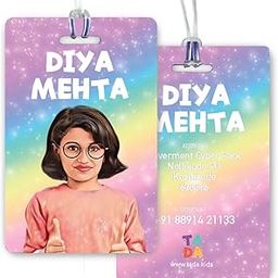 TADA Personalised Unicorn Bag Tags | | Silicone Loop | Kids Travel Essential | Stylish Luggage Labels | Montessori, Pre School, Camping Gear | Customisable Caricature Photo & Contact Info Pack of 2-image-14