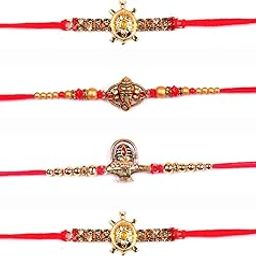 Premium Handcrafted Rakhi- Mixed Designer Rakhi - Set of 4 - With Roli Chawal-image-85