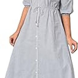Dyed Cotton Square Neck Women's Midi Dress-picture-49