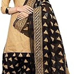 Women's Beige Cotton Printed Unstitched Salwar Suit Material (Free Size)-picture-36