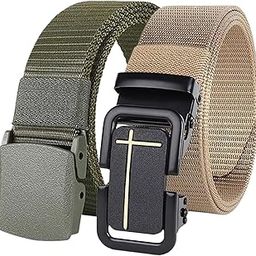 Men’s Formal/Causal Automatic Push Lock Nylon Woven Belt Combo Set of 2for Men RA81-image-74