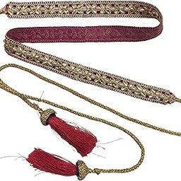 Traditional and Beautiful Pink Rani Velvet Embroidery Belt for Women | Perfect Vaddanam and Kamarbandh | Saree Belt for Women, Waist Belt For Girls With Decorative stone kundan moti-image-45
