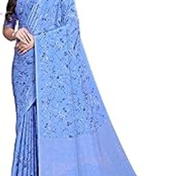 Floral Print Crepe Saree With Unstitched Blouse Piece-image-8