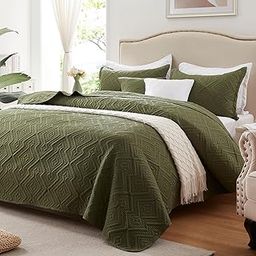 LEAONME Twin Quilt Set 2 Pieces, Lightweight Olive Green Bedspread-68''x86'', Soft Microfiber Summer Quilt/Coverlet, Luxurious Warm Bedding Sets for All Seasons (Includes 1 Quilt, 1 Sham)-image-24