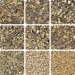 INDIKONB 1400 Kundan Stones Set - 9 Assorted Shapes and Sizes for Jewelry Making, Embroidery, Bangle Crafting - White & Gold-10