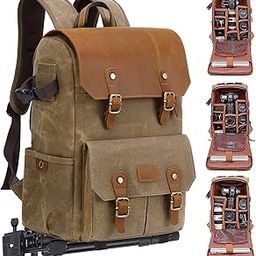 Waxed Canvas Camera Backpack – Water Resistant bag-image-24