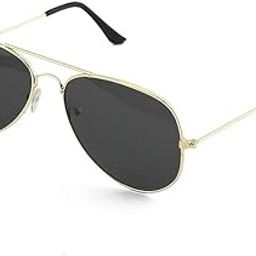 Black Gold Aviator Sunglasses - Military Style Dark Sun Glasses with Gold Metal Frame Polarized and 100% UV Protected Sunglasses for Men & Women Unisex l Beach l Driving l Dailywear l Gift-picture-7