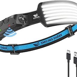 Smiling Shark Rechargeable Headlamp, 230°Wide Angle 6*White Light The Brightest LED Head Lamp with Motion Sensor Waterproof Headlight for Camping Hiking Outdoor, Head-Lamp-LED-Frontale-Rechargeable-image-28