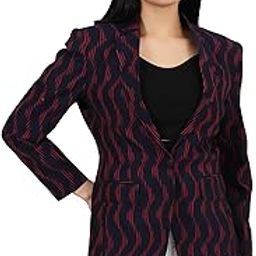Womens Ikat Blue Cotton Blazer-15