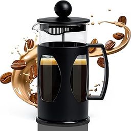 French Press Coffee Maker - coffee brewer for home - Portable Coffee Maker Machine - Coffee Filter Machine - Tea Maker Mug , Stainless Steel & Borosilicate Glass, Lightweight & Durable, Matteblack-26