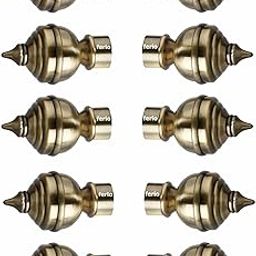 Ferio Stainless Steel Brass Antique Curtain Finials for Door and Widow Rod Holder for 1 Inch Rod Without Brackets (Pack of 10 Pic)-16