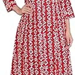 Women's Rayon Floral Printed Mandarin Collar A-Line Kurti with Trousers (Red-M)-image-1