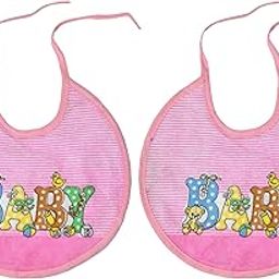 Kuber Industries Rouned Shaped Baby Cotton Apron Bibs-Pack of 2 (Pink)-HS43KUBMART25531-image-3
