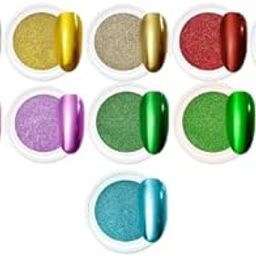 Mirror Chrome Nail Powder Set - 12 Colors Metallic Holographic Chrome Nail Powder Purple Green Red Rose Gold Nail Chrome Powder for Gel Nails Manicure Nail Art Chrome Powder Gifts for Women-image-80