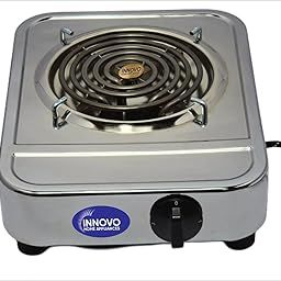 INNOVO Stainless Steel Electric Hot Plate 2000W | G Coil Hot Plate With Rotary Switch Round | Works With All Metal Utensils & Cookwares | Chrome-image-18