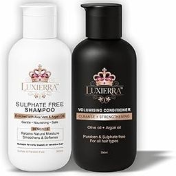 Luxierra Sulphate-Free Shampoo and Volumising Conditioner Set, 300ml Each, Natural Hair Care with Aloe Vera and Argan Oil, All Hair Types-image-76