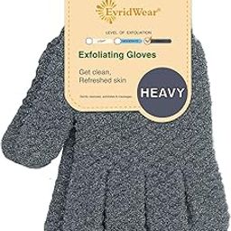 Evridwear Exfoliating Dual Texture Bath Gloves for Shower, Spa, Massage and Body Scrubs, Dead Skin Cell Remover, Gloves with hanging loop (1 Pair Gray Heavy Glove)-image-81
