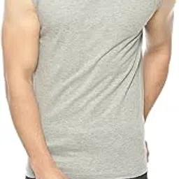 gritstones Grey Melange Sleeveless Cowl Neck T-Shirt-picture-0
