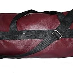 Leatherette Fabric Duffel Bag Sports Travel Shoulder Bag Gym Bag for Men and Women (Maroon)-image-26