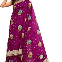 Women's Trendy Banarasi Satin Silk Woven Saree with Heavy Jacquard Work, Elegant Design, Colourful flower Pattern Silk Saree with Unstitched Blouse Piece for Weddings & Festive Occasions-picture-18
