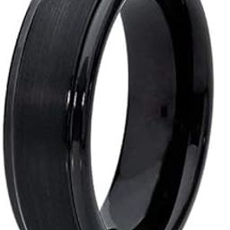 Tungsten Carbide 4mm/6mm/8mm Black High Polish Centre Matte Finish Women Men Unisex Wedding Ring Comfort Fit-image-25