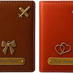 celed Customized Textured Passport Cover Combo | Passport Holder for Travel with Card Slots & Document Storage (Brown & Red)-picture-6