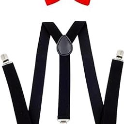 ™ Men Suspenders with Bow Tie Y Back Braces for Trousers Formal Wear Halloween Black Red | Suspenders Braces | Mens Accessories-image-98