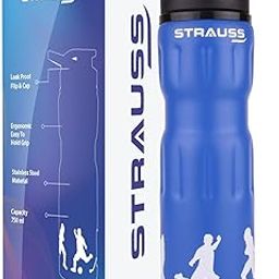 STRAUSS Stainless Steel Water Bottle, 750 ML | 100% Leak Proof | Eco-Friendly and BPA-Free | Water Bottle for Gym, Home, Hiking, Trekking and Travelling | Ideal for Girls, Boys and Kids, (Blue)-image-67