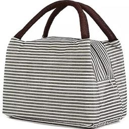 Etailista Striped Thermal Tiffin Bag - Lightweight Hot & Cold Insulated Travel Lunch Bag for Women, Men & Kids with Zip Closure & Handles, Portable Food Carry Bag for Office, School & Travel-Multi-image-41