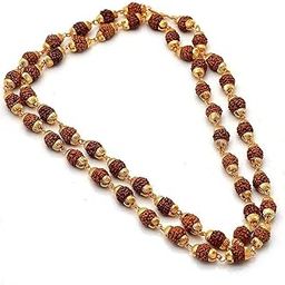 JewarHaat RUDRAKSH Mala Gold Plated Lord Shiva RUDRAKSH Chain Long Size Daily Use Jewelry for Men Women, Boys Girls, Unisex-image-3