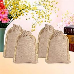 Kuber Industries Potli | Wedding Potli | Drawstring Closure Potli | Wallet Potli | Christmas Gift Potli | Baby Shower Potli | Traditional Shagun Potli | 7x9 Inch | Medium | Pack of 4 | Golden-24
